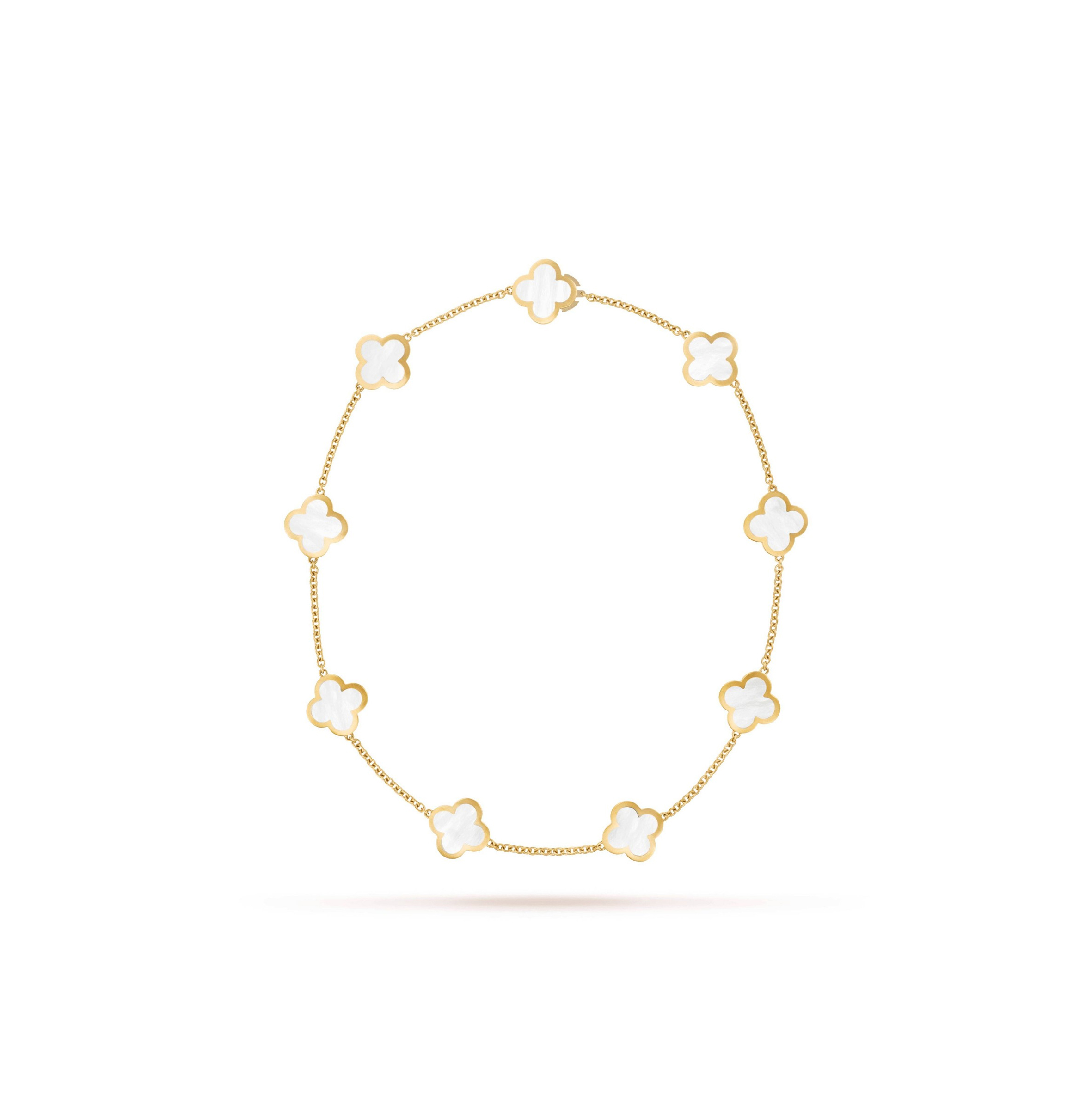 VAN CLEEF ARPELS PURE ALHAMBRA NECKLACE, 9 MOTIFS - YELLOW GOLD, MOTHER-OF-PEARL  VCARA37800